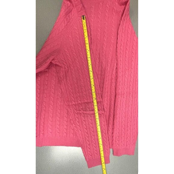 CHARTER CLUB  2 Ply 100% Cashmere Cable Knit Sweater Turtleneck Pink Size Medium - Picture 6 of 14